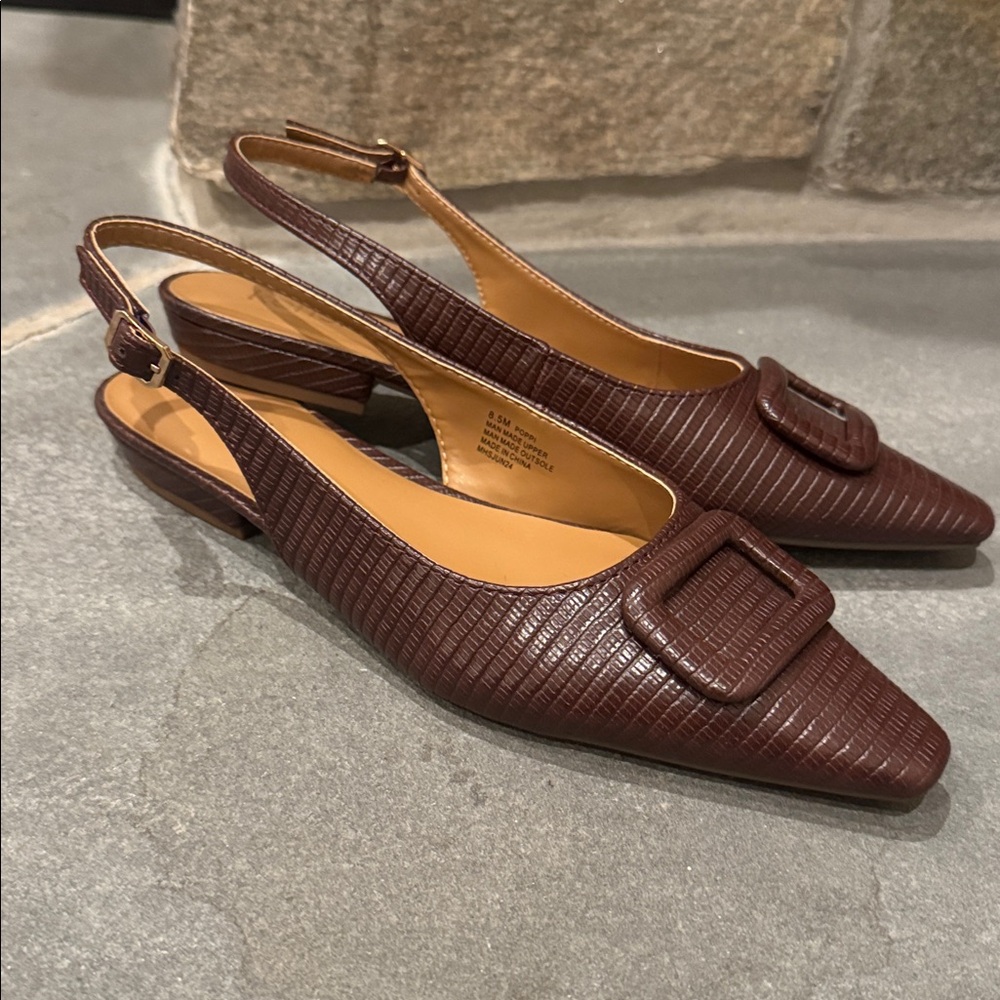 Kensie Brown Slingback Flats